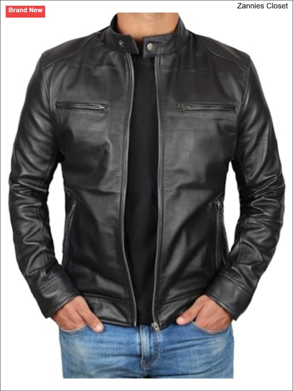 Real Lambskin Leather Jacket Men Cafe Racer Quilted Motorcycle Biker